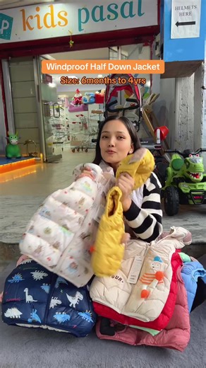 Windproof and warm half down jacket now available ❤️✨ Available in plain and printed designs and beautiful colours 👌 #kidspasal #baby #babywear #babyclothes #kidswear | Kids Pasal