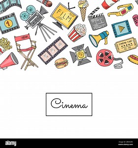 Vector cinema doodle icons background illustration Stock Vector Image & Art - Alamy