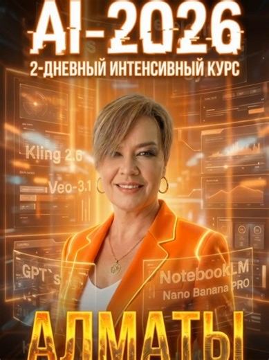 AI-2026. ПЕРВЫЙ ИНТЕНСИВ ПО НЕЙРОСЕТЯМ В ГОД ИИ Друзья, проведу только один поток в Алматы!! Какие нейросети будут задавать тон в 2026 году, как эффективно работать с ИИ, какие возможности открывают перед нами новые инструменты от Google и Open AI? 📍 31 января и 1 февраля в Алматы пройдет мой очный двухдневный интенсивный курс «Искусство управления ИИ: AI-2026». Я покажу самые продвинутые на сегодняшний день AI-инструменты и научу с их помощью создавать стратегии и контент: от текстов, бизнес-п