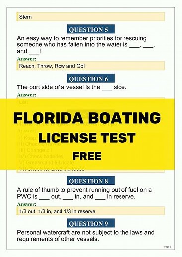 Florida Boating License Test 2026 Free Answer | Boater Safety Practice Exam