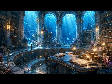 Cozy Library Ambience | Sunken Marble Edition | 3 Hours Underwater Reading Sounds
