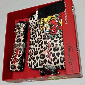 Ed Hardy Leopard Tiger Belt Bag   With Charms Tattoo Print
