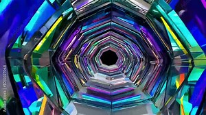 stunning 3D visual loop ideal VJ performances showingmotion background glass tunnels colorful reflections blending high contrast hues forvivid creative atmosphere optical endless looping animation Stock Video