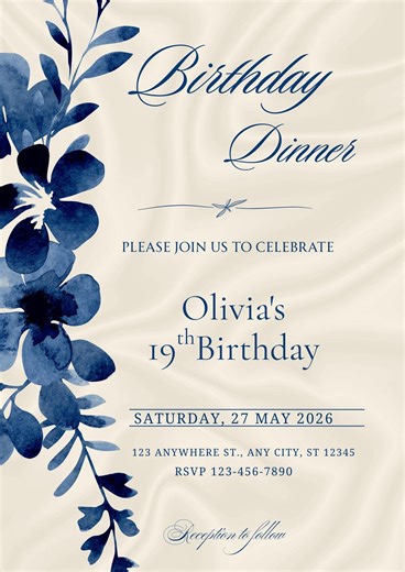 Birthday Dinner Invitation, Rsvp Card,digital Invite, Canva Template - Etsy