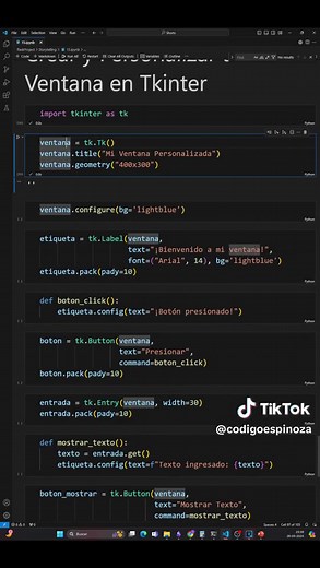 Crear y configurar una ventana en Python #python #learnpython #codigoespinoza #pythonespañol #pythonprogramming #coding #cursopythongratis #programacion #pythondesde0 #pythoncurso #aprendepython