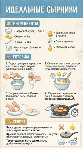 ИДЕАЛЬНЫЕ сырники на сковороде без духовки секрет пышности