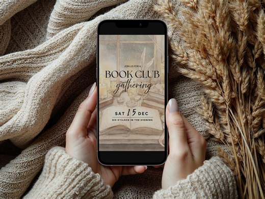 Editable Animated Book Club Invitation | Custom Video Template | Book Club Discussion Party | Book Lovers Themed Invite | Book E-vite - Etsy