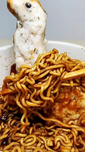 4.3K views · 14 reactions | black sauce noodles with dinosaur shaped chicken breast #asmr #koreanfood #ramen #noodles | Instant Noodle Dude | Facebook