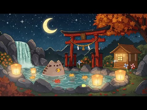 Pusheen's Autumn Shrine ⛩️ Lofi for Deep Sleep & Peace