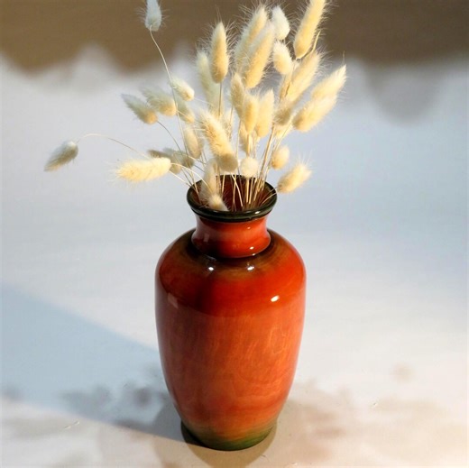Glowing Orange Crape Myrtle Wood Turned Vase – Natural Grain Sculpture by Thomas Helmick - Etsy