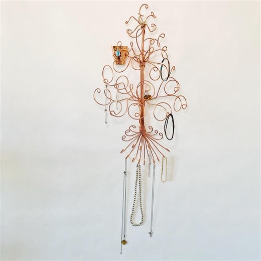 Wall Mounted Copper Jewelry Tree Holder, Nest Organizer for Studs - Etsy