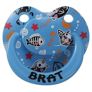 Adult Sized Soft Silicone Pacifier: Large Shield Cute Paci Shark Design - Butterfly Shaped Binky for Anxiety Blue