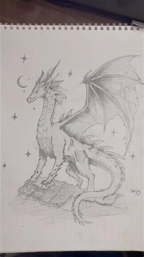 Fantasy Dragon Drawing | Pencil Art Timelapse | Mythical Creature Sketch #art #sketch #drawing