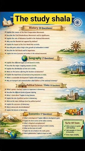 Last Day SST Revision 2026 🔥 Most Important Questions SST |#class10 #boardexam2026 #viral #shorts