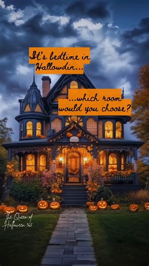 As twilight falls in Hallowdin and jack-o’-lanterns begin to flicker to life on porches, one grand old house glows with a warm, welcoming light. Inside, the lamps are lit, the tea is steeping, and the rooms are ready for their nighttime guests. So tell me, ghoulies… Which room would you choose tonight? 🛏 Would you tuck yourself into the bunkroom with Boo and Buttons, the cutest ghost pillows you’ve ever seen? This charming little loft glows with soft amber string lights, and the beds are layere