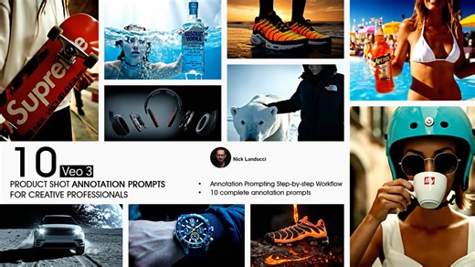 10 Product Shot Annotation Prompts for Creative Professionals (Veo 3) + 1 workflow for a Complete Video Commercial