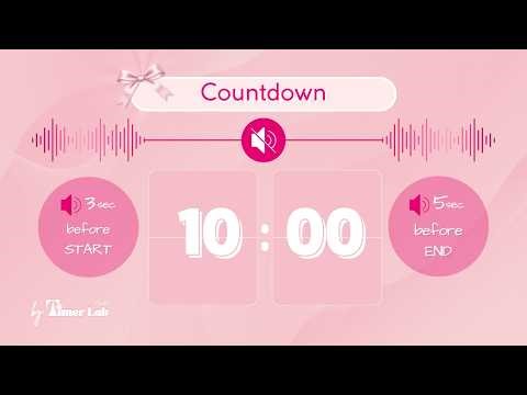 10 Minute Countdown | 🎀 Soft Pink Timer | Beep at Start & End