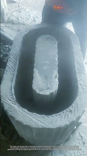 Calming rhythm of hand-carving a stone trough