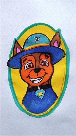 How to draw Paw Patrol Chase step by step drawings #pawpatrol #chase #shorts #drawing #kids