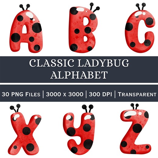 Ladybug Alphabet PNG – Red Insect Letters, Nursery Decor (digital Download) - Etsy