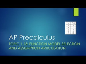 AP Precalculus Topic 1.13: Function Model Selection and Assumption Articulation
