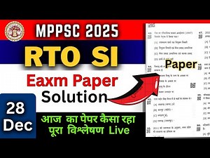 MPPSC RTO SI EXAM PAPER A ANSWER Key (28 December 2025)#mpgk#mprto#mppsc