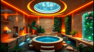 Luxurious Indoor Spa Retreat with Rain and Waterfalls Relaxing Ambience Design Inspiration