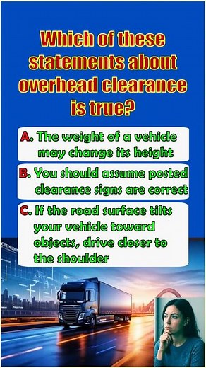 CDL Knowledge Q&A: Overhead Clearance - What’s True? #facts #truckdriver #brake #airbrake #trucking