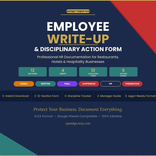Employee Write-up Form | Disciplinary Action Template | HR Documentation | Staff Warning Form - Etsy