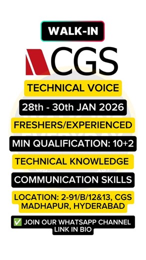 Walk-ins Everyday | Alli Charan | WALK-INS EVERYDAY !!! 🔗 LINK available in WhatsApp Channel 🔗 Channel join link in BIO 📢 FOLLOW us @walkins_everyday for daily job... | Instagram