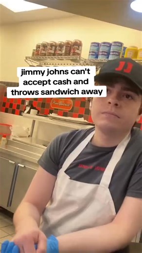 customer at jimmy johns wasn't able to pay for his food in cash due to the system being down and employee throws sandwich in garbage. | Kesya Manggis