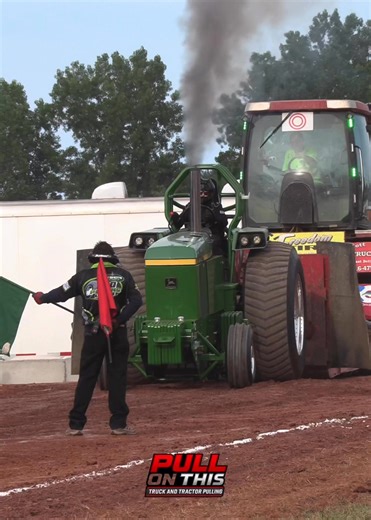 Chris Jones “Hot Mess” on the red clay at Murray Tractor Pull with Empire State Pullers #johndeere #tractor #pull #empirestatepullers | Pull on This Truck and Tractor Pulling