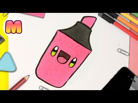 HOW TO DRAW A KAWAII MARKER - Easy Kawaii Drawings - HOW TO DRAW KAWAII SCHOOL SUPPLIES