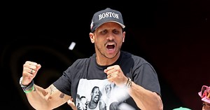 Celtics coach Joe Mazzulla fired up during championship parade