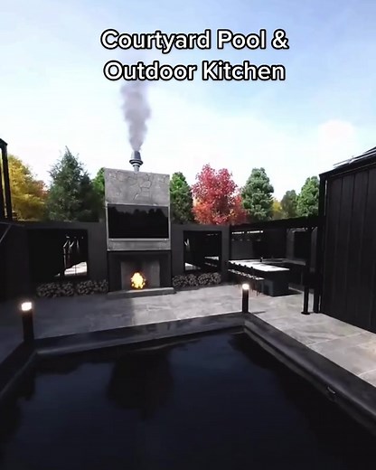 Custom Double Dogtrot Barndominium Design with Courtyard Pool & Outdoor Kitchen