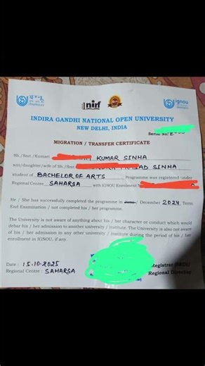 IGNOU Migration Certificate kaise prapt karte online and offline process #ignou