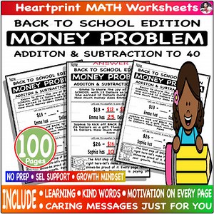Addition and Subtraction Within 40 – Money Word Problems  Fact Set - BTS Edition