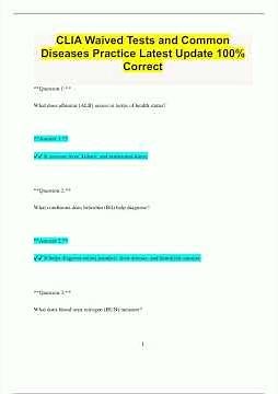 CLIA Waived Tests and Common Diseases Practice Latest Update 100 Correct
