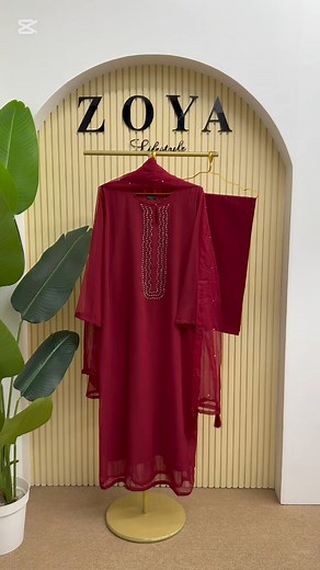 72K views · 355 reactions | Zoya Exclusive Pret ✨ Pakistani Lulusar inspired stitched 3 piece long kamiz set Price : 2200 Tk Material: Georgette Long kamiz with karchupi embroidery work on neck. cotton inner is attached. Maslin dupatta with all over sitara work. Pant Cotton. Size: kamiz chest 38/40/42/44/46. Kamiz Length 52 inches. sleeves length 22 inches. Pant free size waist with elastic, pant length 38 inches. | ZOYA Lifestyle | Facebook