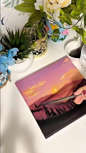 🌅 Acrylic painting tutorial for beginners #art #painting #shorts #acrylicpainting #shortvideo