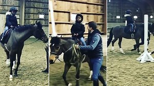 Madonna shows off her twins getting their first riding lesson