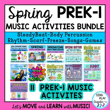 Spring Early Childhood Pre-K-K-1 Music Lesson and Movement Activity Bundle