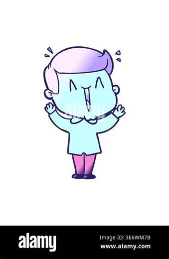 pixelize effect animation of excited man cartoon