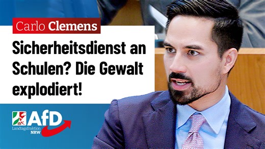 Gewalt an Schulen explodiert! Die Zahlen, die Carlo Clemens MdL (AfD-Fraktion NRW) vorlegt, sind erschreckend. Die Gewalt an Schulen geht durch die Decke. Die Ursachen sind bekannt, aber sie werden verschwiegen. Wer sie hört, weiß sofort warum. | AfD-Fraktion NRW