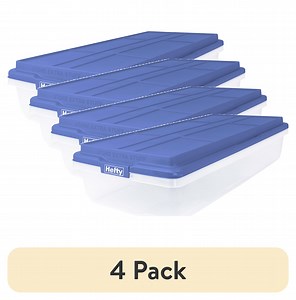 (4 pack) Hefty, 63 Quart Clear Storage Bin, Latched Storage Container, with Smoke Blue HI-RISE Lid - Walmart.com
