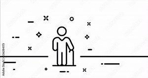 Blind person crossing the road. Nordic walking, white stripes, pedestrian, driver, traffic rules. Traffic light concept. One line drawing animation. Motion design. Animated technology logo. Video 4K