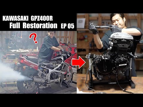 Kawasaki GPZ400R Ninja Restoration 5|What is the cause of the white smoke? Engine restoration.