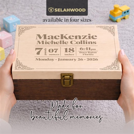 Personalized Engraved Wooden Keepsake Box - Custom Baby Memory Gift - Etsy