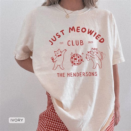Just Married Cat Wedding Shirt Newlywed Couple Matching T-shirt Comfort Colors Mr and Mrs Tee Just Meowied Honeymoon Gift for Bride Groom - Etsy UK