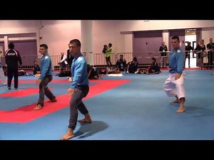 ITALY Male Team Kata warming up before the bronze medal competition. 2014 World Karate Championships
